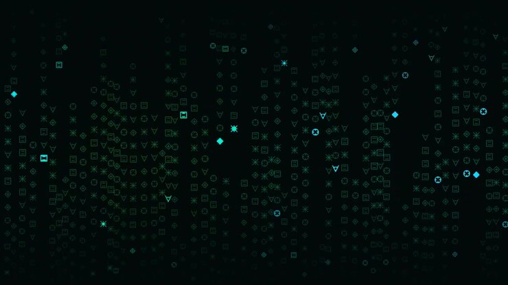 Abstract Digital Background with Falling Geometric Symbols
