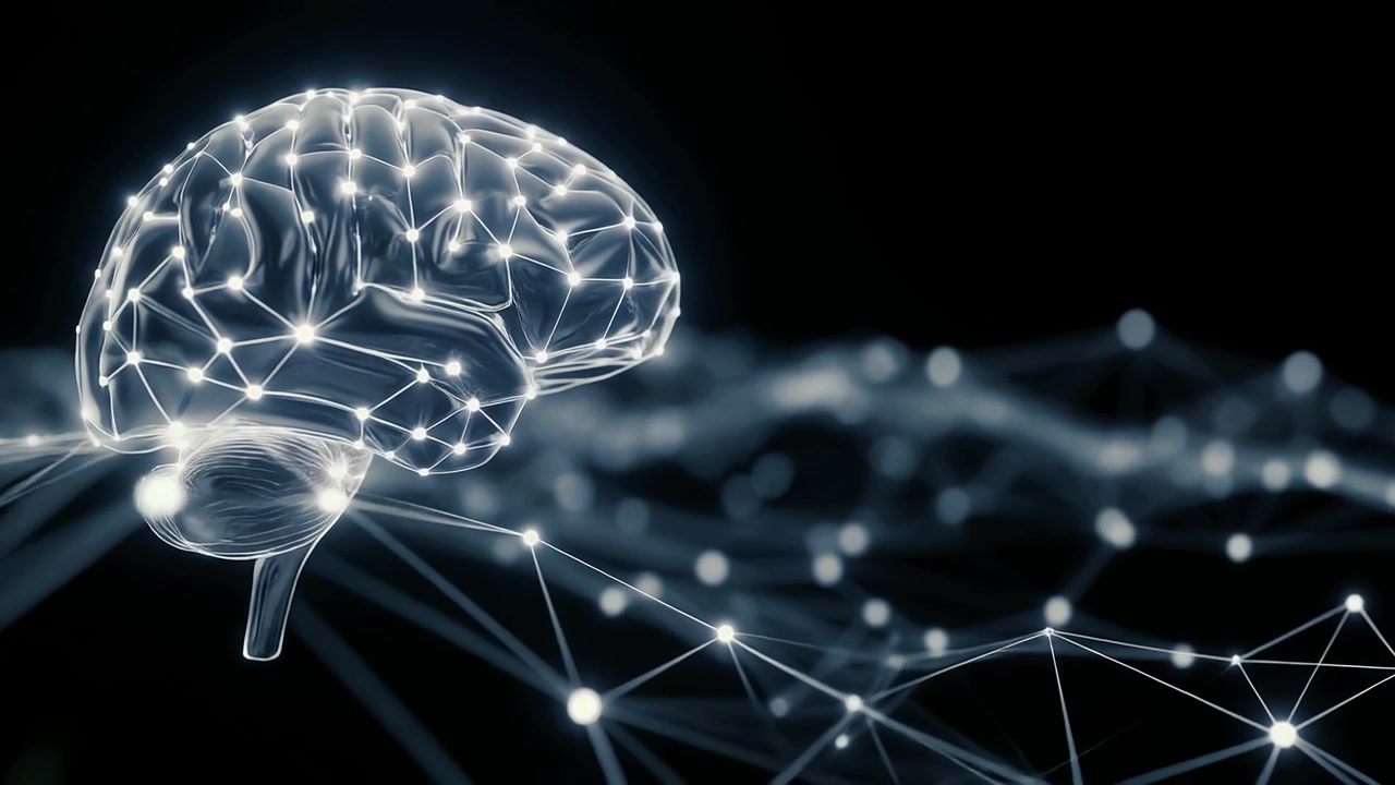 Digital Human Brain with Glowing Neural Network Connections