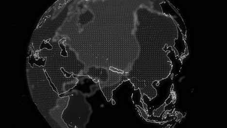 nepal country alpha for editing data analysis technology globe rotating, cinematic video showcases a digital globe rotating, zooming in on nepal country alpha for editing template