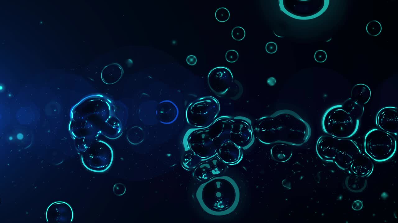 4k Dark Blue Bubble Abstract Animation Background Seamless Loop.