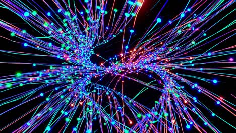 abstract network of neon lines and dots