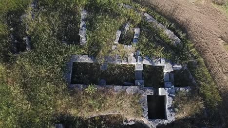 drone aerial reveal of etruscan ruins, tuscany