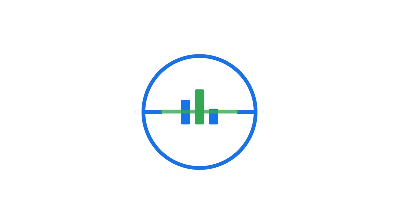 Icono de gráfico de barras minimalista animado cargando en un círculo