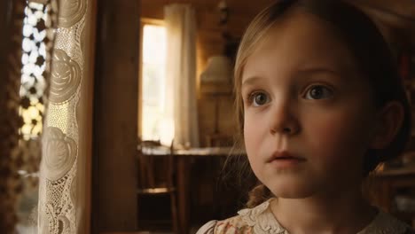 a girl in a vintage cabin