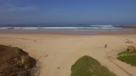 The-surf-beach-of-Castelejo,-Portugal.-Aerial-shot