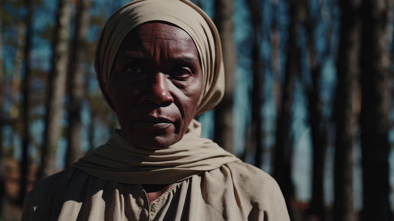 retrato de una mujer mayor con hijab