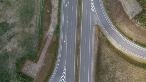 birds eye view looking down at empty highway