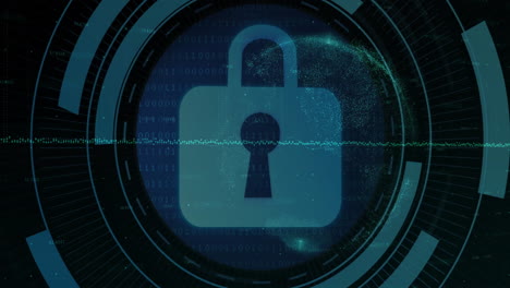 animation of scope scanning and padlock over diagram