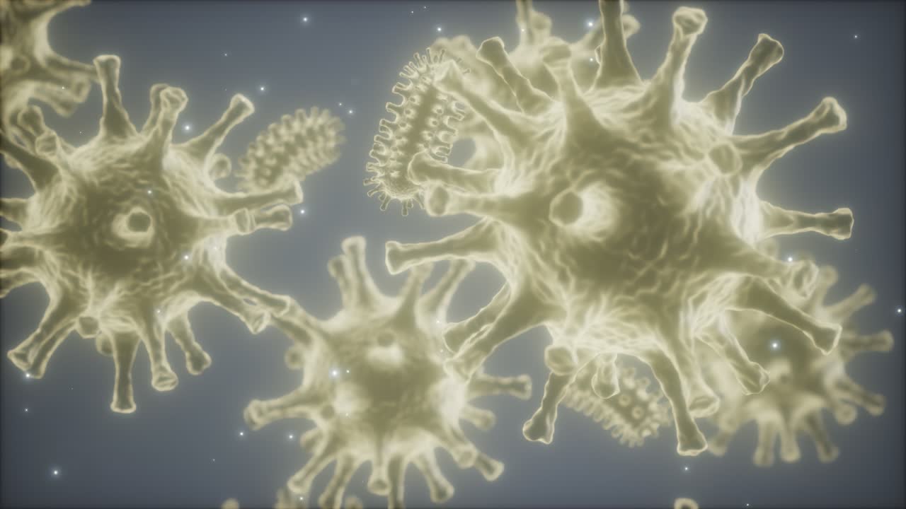 Bacteria virus or germs microorganism cells under microscope with depth