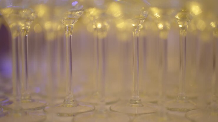 Champagne Glasses On Table Before Party 2
