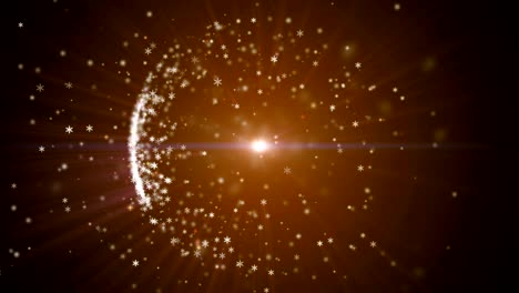 abstract background with circular shape formed of small particles. light ray effect, uhd 4k.