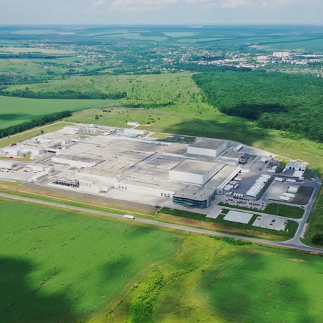aerial view over industrial factory