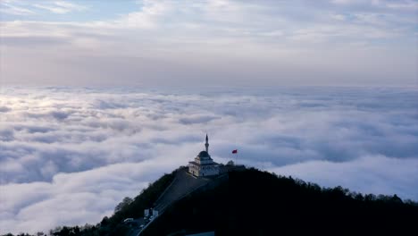 drone hyperlapse - highest mosque in the world above clouds