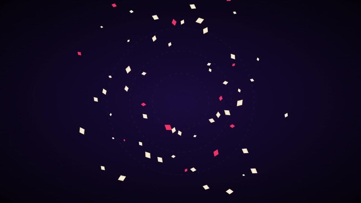 Abstract Motion Graphics with Floating Geometric Shapes on Dark Background