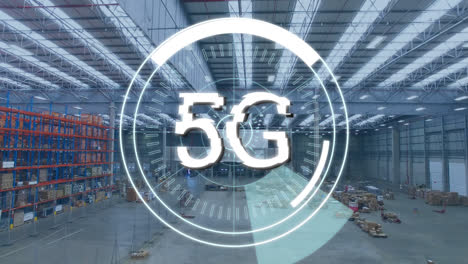 5g-text-over-round-scanner-against-warehouse-in-background