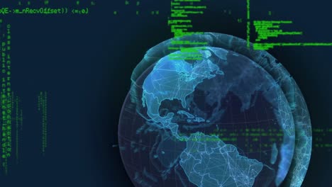 animación del procesamiento de datos y redes de conexiones en el fondo de la marina