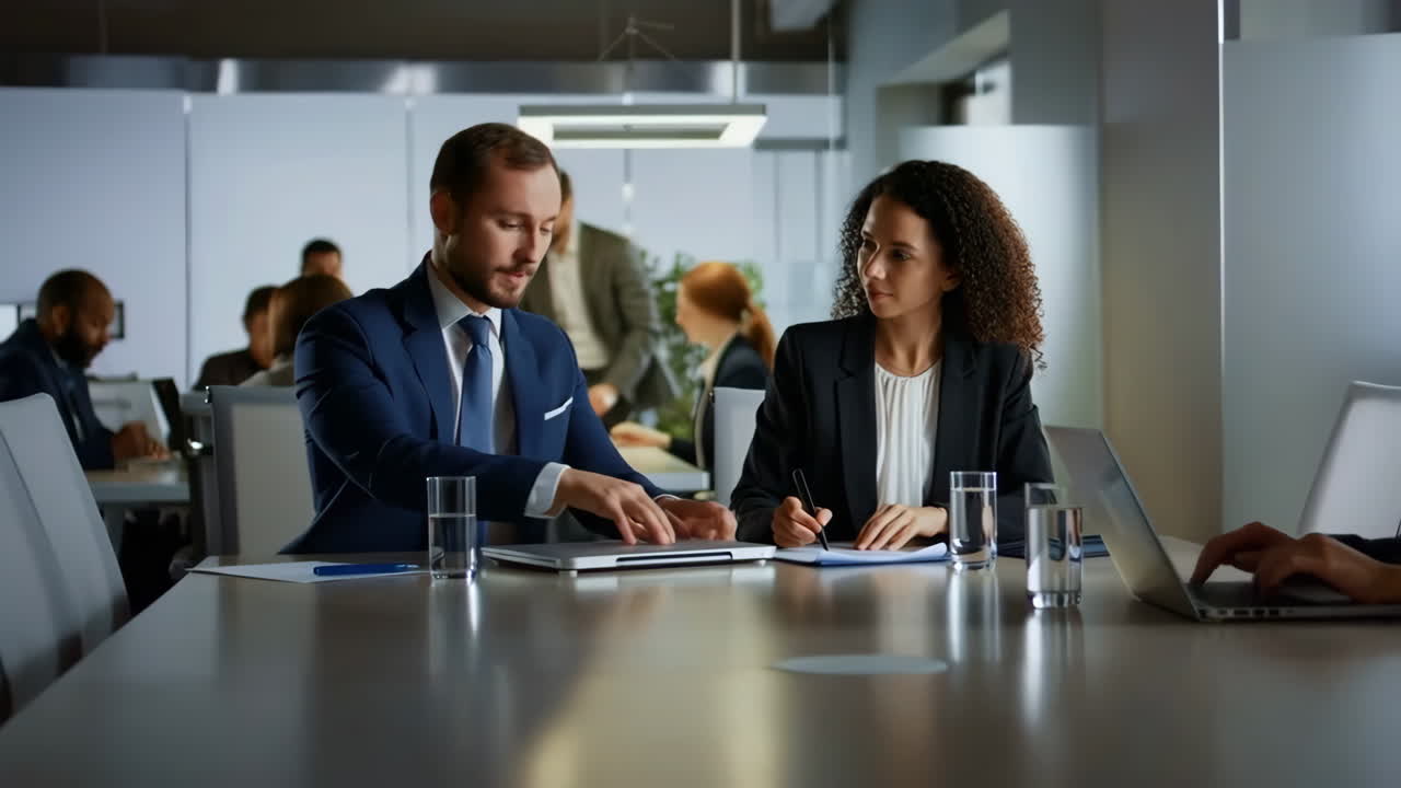 Business Professionals Collaborating in a Modern Office Meeting