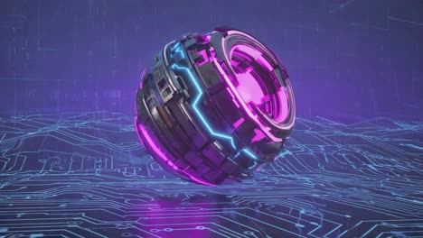 abstract glowing ball on circuit board background