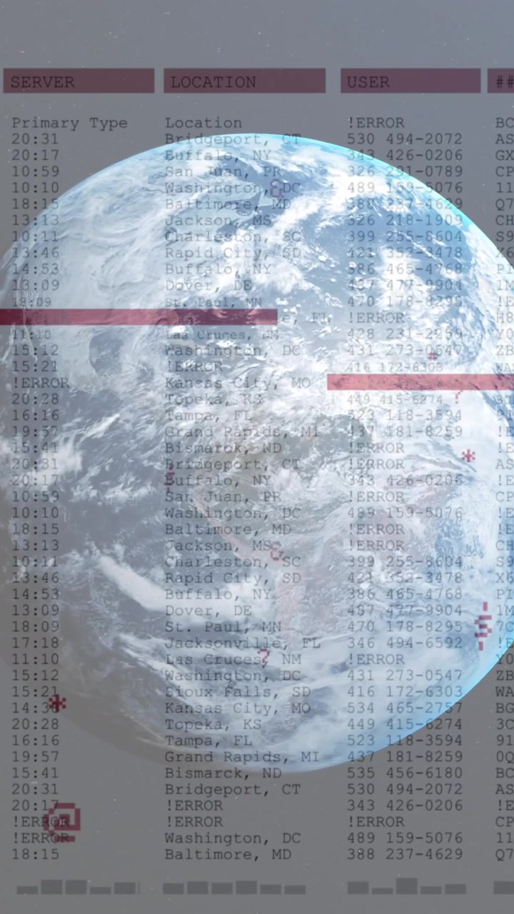 Animation of globe over data processing on white background