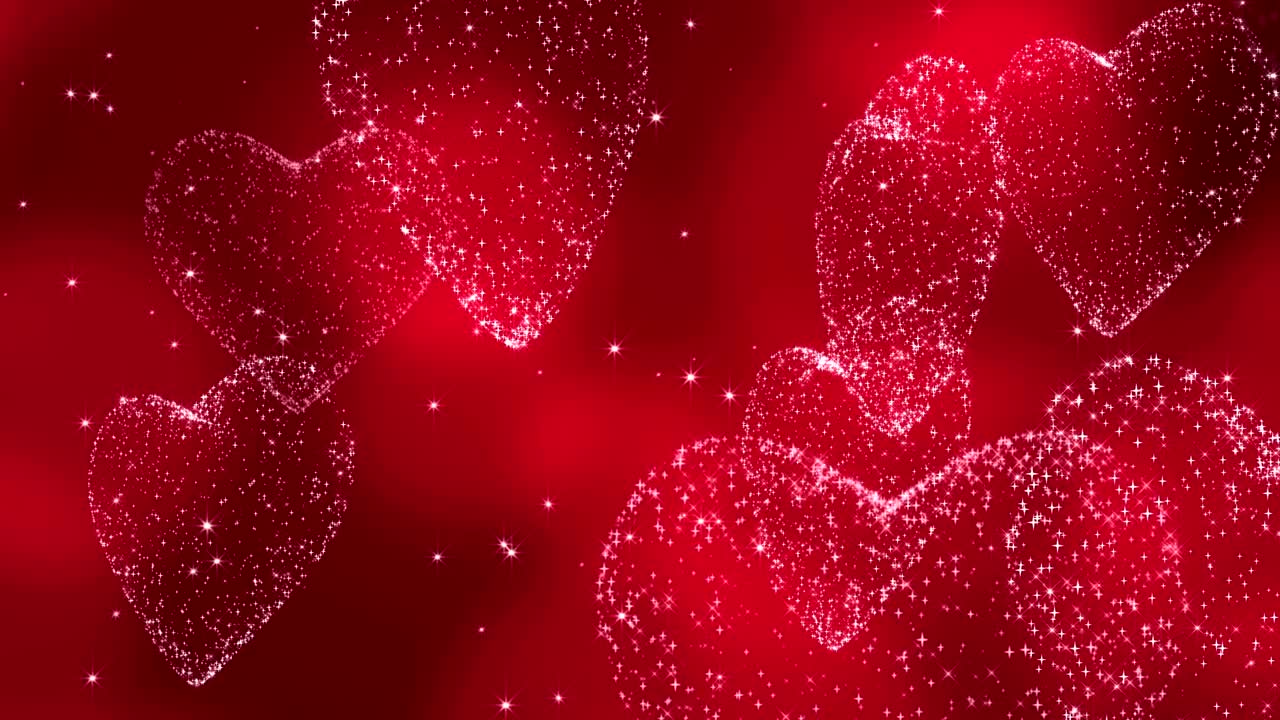corazones brillantes sobre un fondo rosado, bucle.