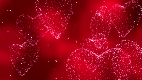 glitter hearts on pink background, loop.