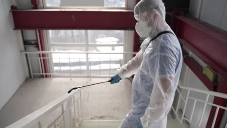 disinfection of a building stairwell