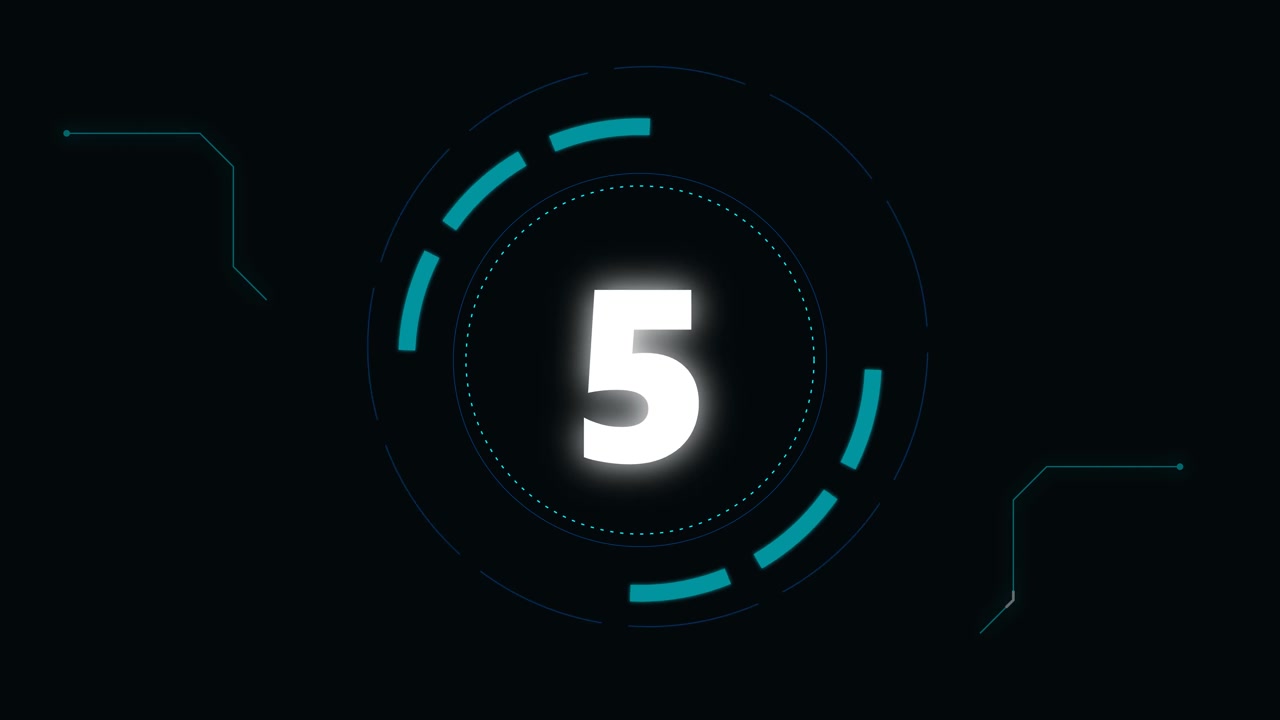 Digital Countdown Timer with Futuristic HUD Elements