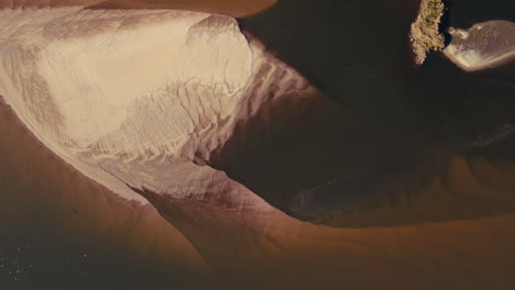 aerial view of a sandbar in a river