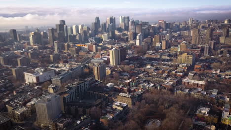 cinematic aerial view of a large modern city