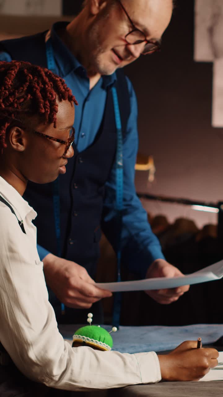 Vertical video Tailor and pupil checking sketches