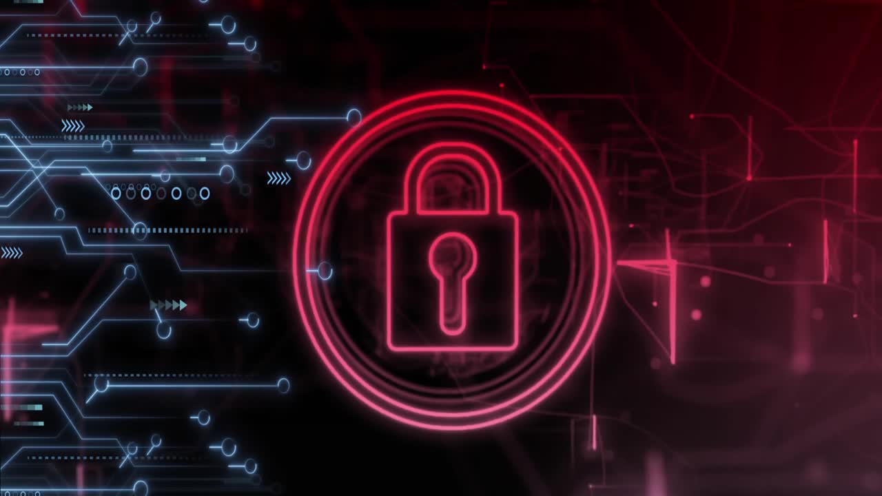 animación del símbolo del candado y procesamiento de datos.