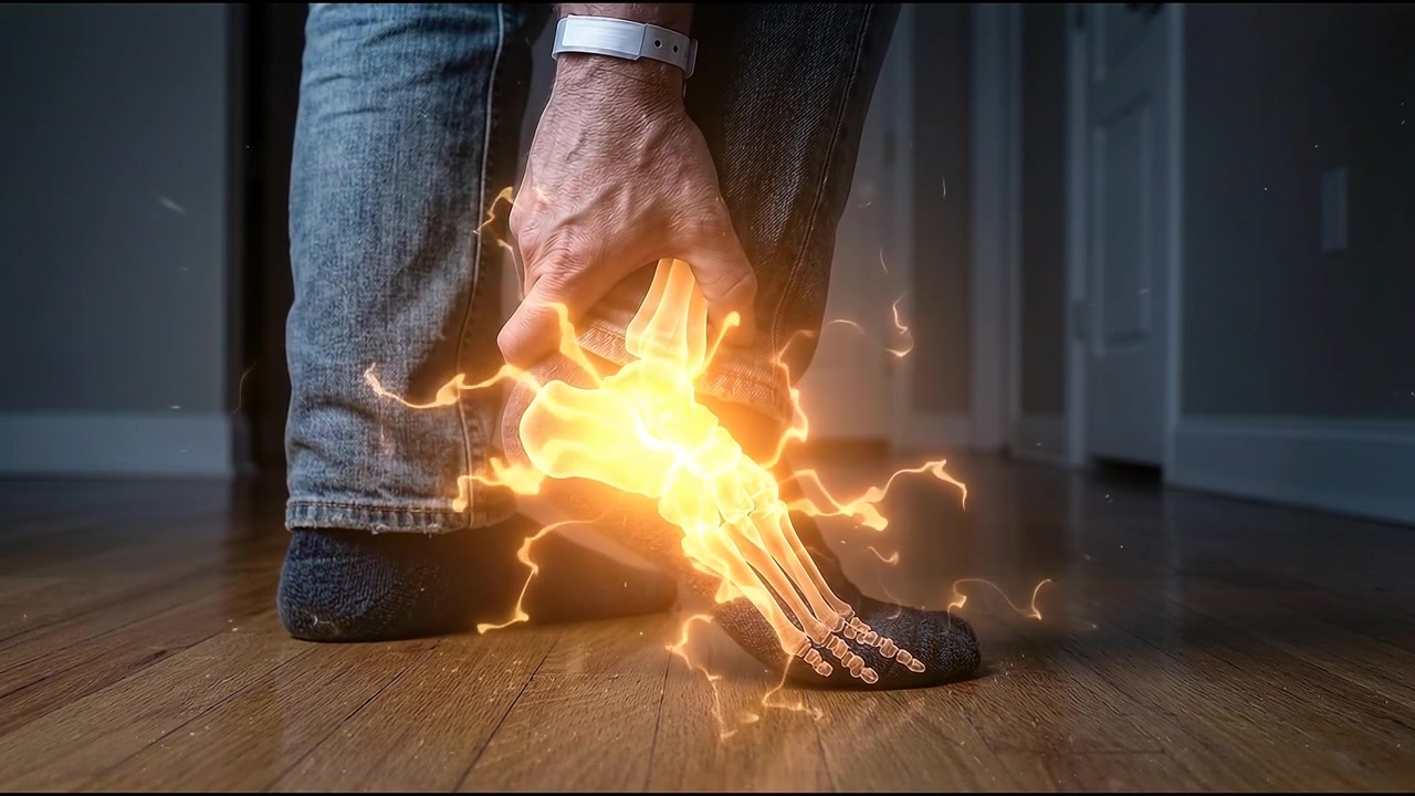 Pessoa Segurando o Tornozelo com Visualização Animada da Dor