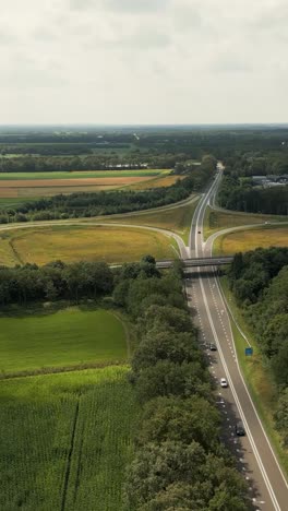 aerial view of highway intersection in rural area