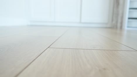 close-up of light wood laminate flooring