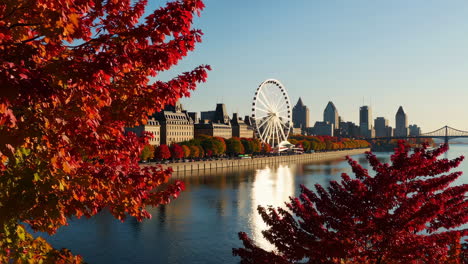 autumn colors in montreal: la grande roue and the old port waterfront