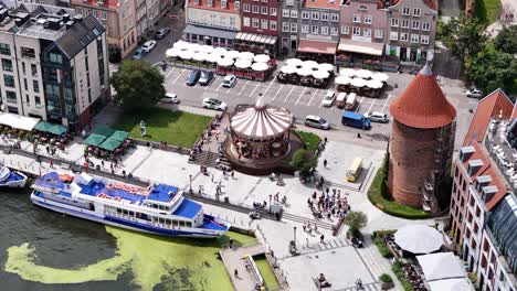 aerial view of gdansk's old town and motława river