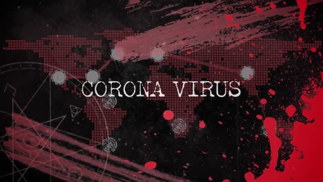 animation of world map over corona virus text