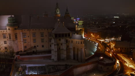 Winter-In-Krakau,-Polen---Luftbild-Von-Schloss-Wawel