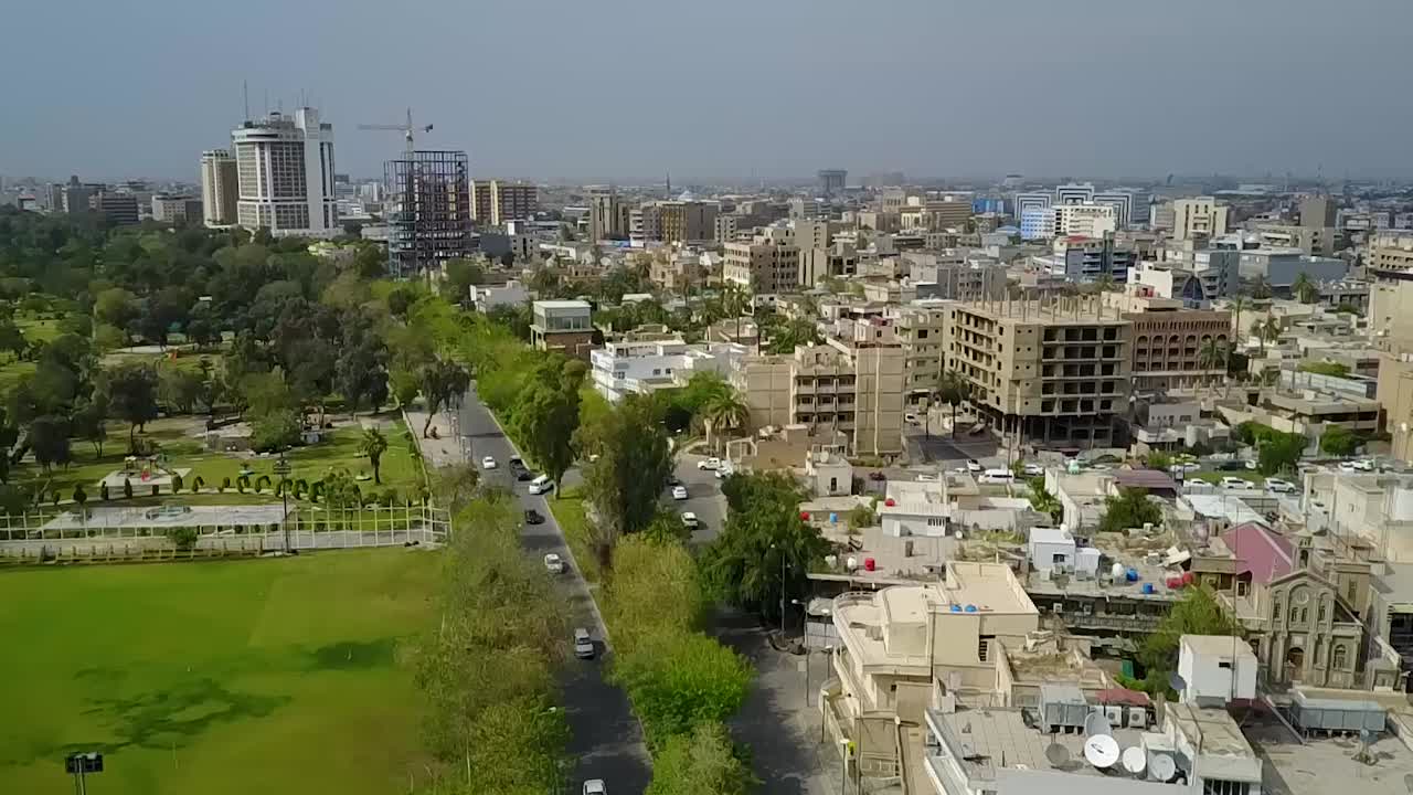 A drone shot of Baghdad city