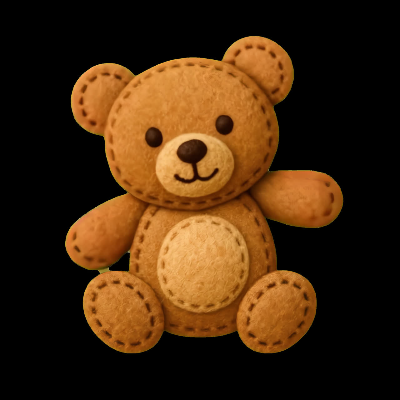 Cute plush teddy bear illustration animation isolated asset, transparent 4K video, alpha channel