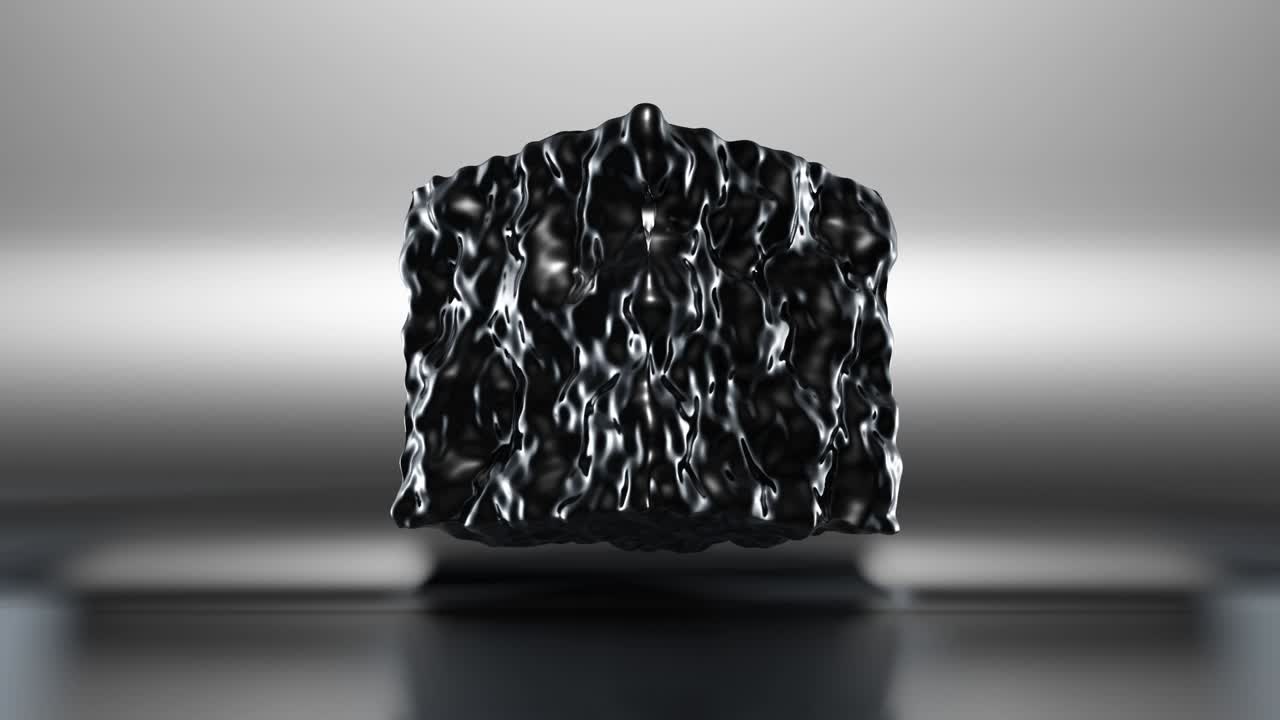 bucle de esfera cúbica, morfología de objetos abstractos y irregulares en un fondo de escenario brillante, bucle de 4k