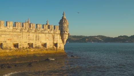 edge of belem tower during sunset, portugal