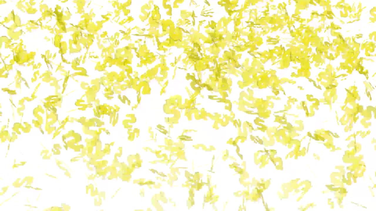 공중에서 날아다니는 금 달러 프랙탈 유니 효과 고립된 배경