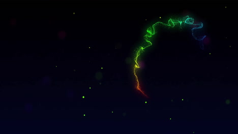 senderos de luz coloridos y animación de partículas sobre fondo oscuro