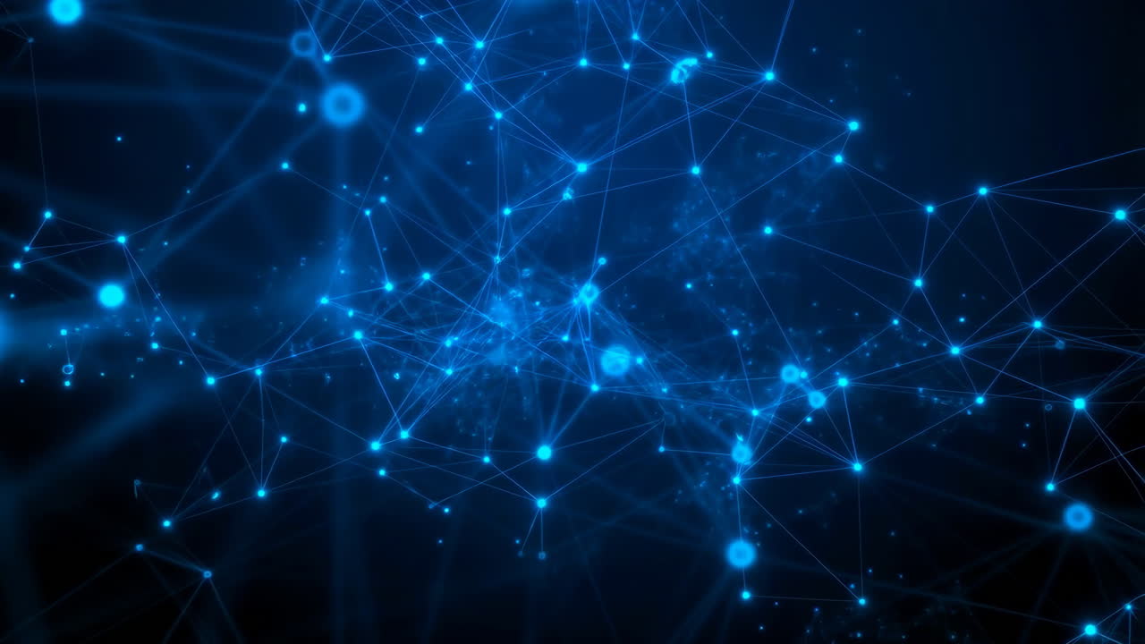 Abstract Blue Glowing Digital Network Connection