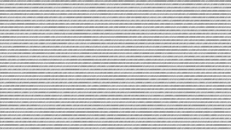 números binarios en la pantalla de la computadora digital en la matriz de fondo del monitor blanco.