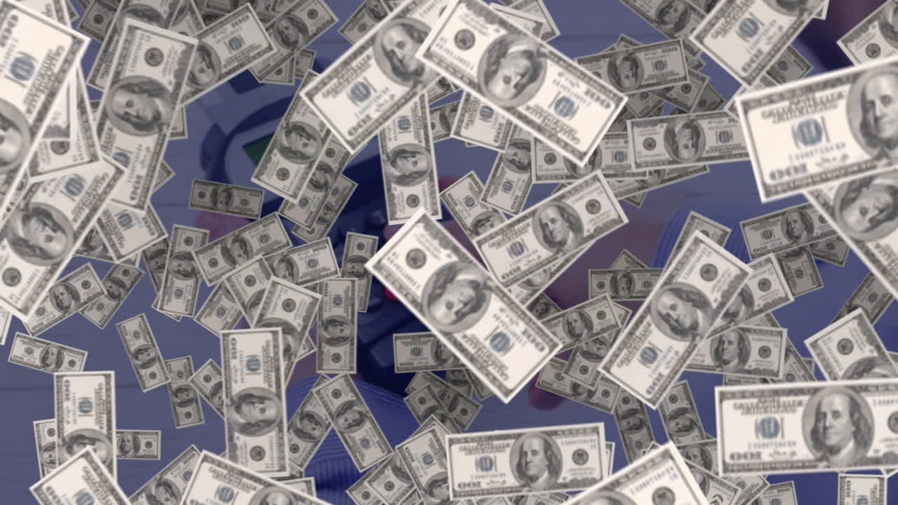 animación de dólares flotantes a través de terminales de pago