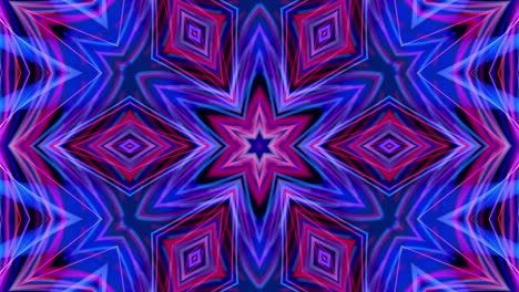 4k bg abstracto con patrón de líneas púrpuras azules brillantes. patrón como flor, estrella o mandala de líneas curvas brillantes. estructura simétrica caleidoscópica. espectáculo de láser abstracto. animación vj con líneas