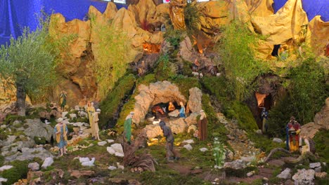 a traditional christmas nativity scene inside saint catherine's church in honfleur, normandy, france