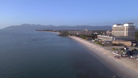 Langkawi-coastline-showing-hotels-and-resorts-on-a-tropical-beach-with-tourists-enjoying-the-clear-blue-water